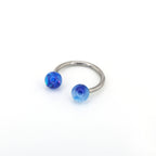 Acrylic Opal Stainless Steel Horseshoe Ring - Acrylic Opal Stainless Steel Horseshoe Ring - Sapphire Blue / 8mm by CRUXJEWELRY