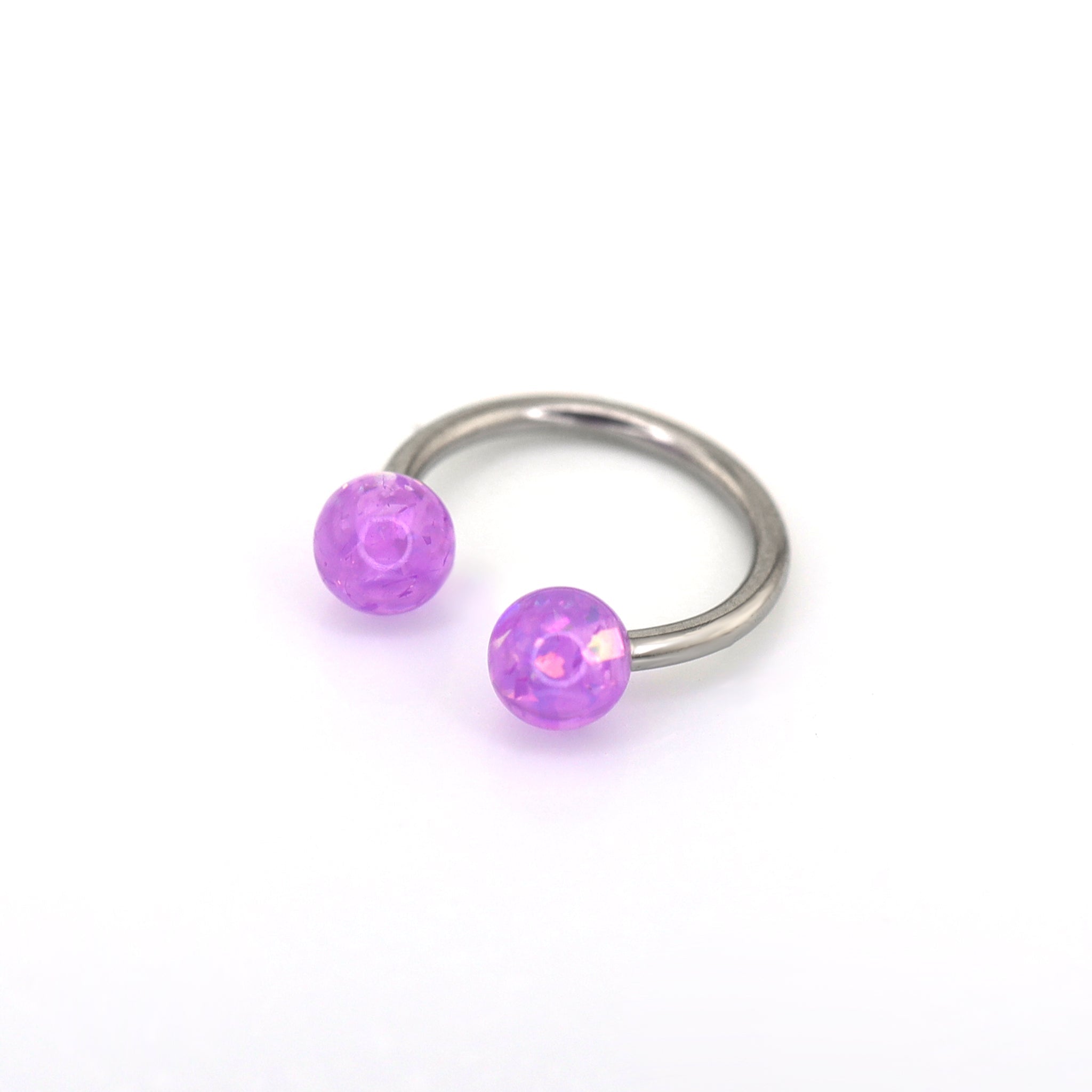 Acrylic Opal Stainless Steel Horseshoe Ring - Acrylic Opal Stainless Steel Horseshoe Ring - Purple / 8mm by CRUXJEWELRY