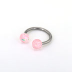 Acrylic Opal Stainless Steel Horseshoe Ring - Acrylic Opal Stainless Steel Horseshoe Ring - Deep Pink / 8mm by CRUXJEWELRY