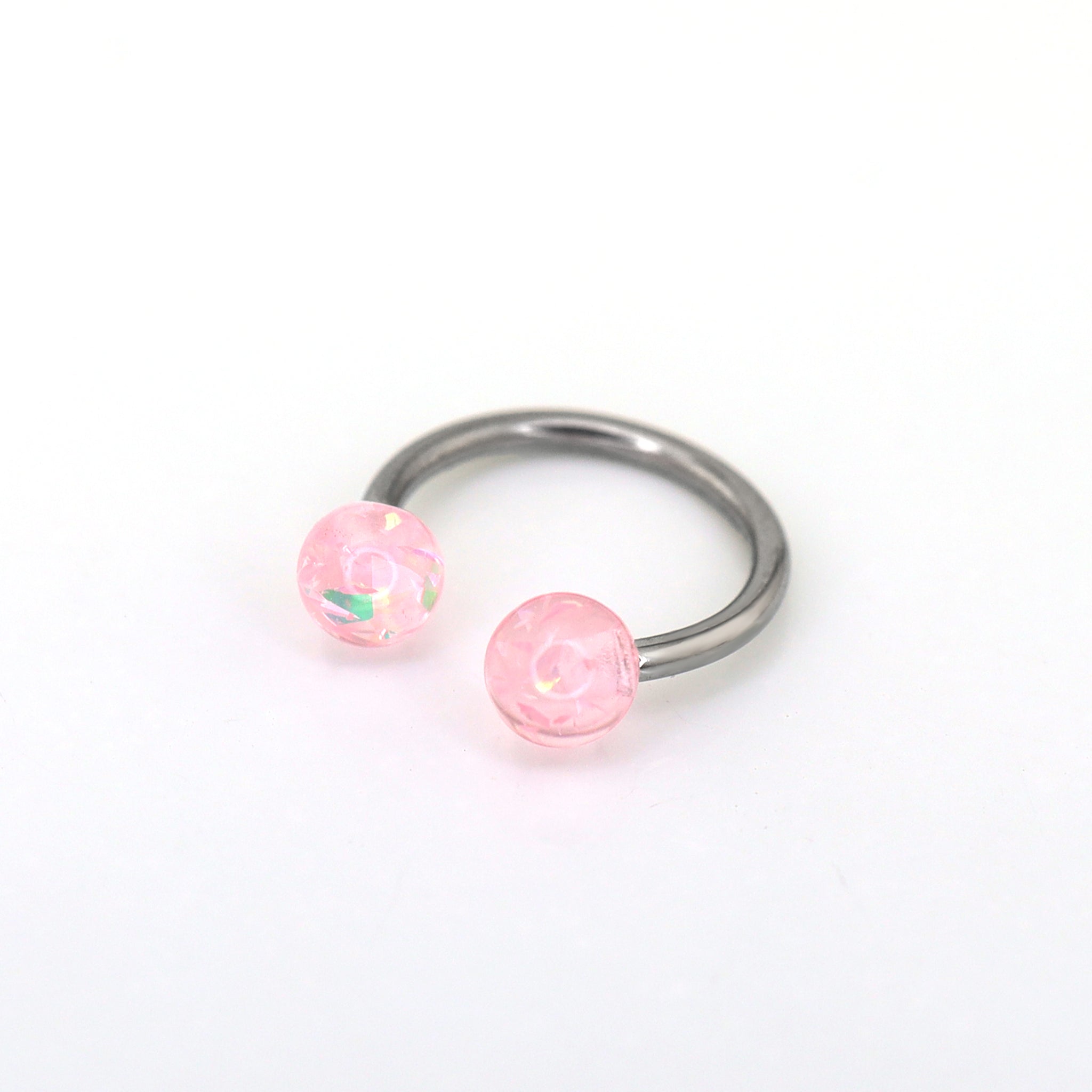 Acrylic Opal Stainless Steel Horseshoe Ring - Acrylic Opal Stainless Steel Horseshoe Ring - Deep Pink / 8mm by CRUXJEWELRY