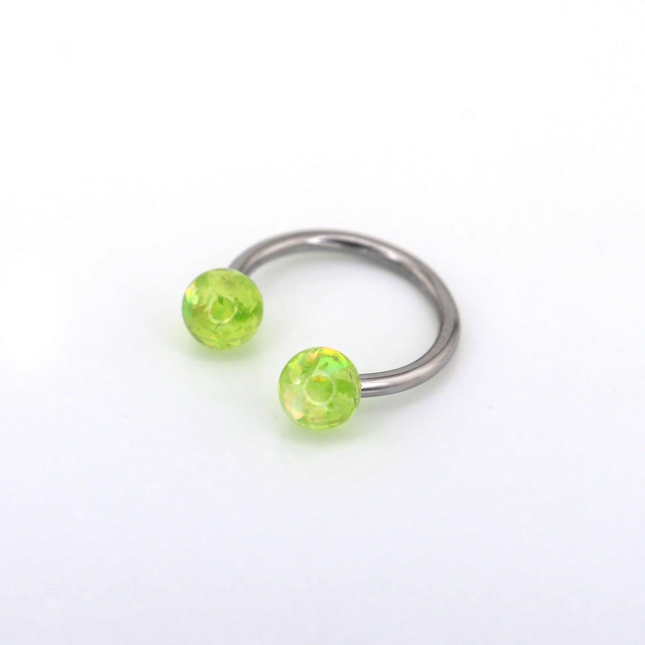 Acrylic Opal Stainless Steel Horseshoe Ring - Acrylic Opal Stainless Steel Horseshoe Ring - Green / 8mm by CRUXJEWELRY