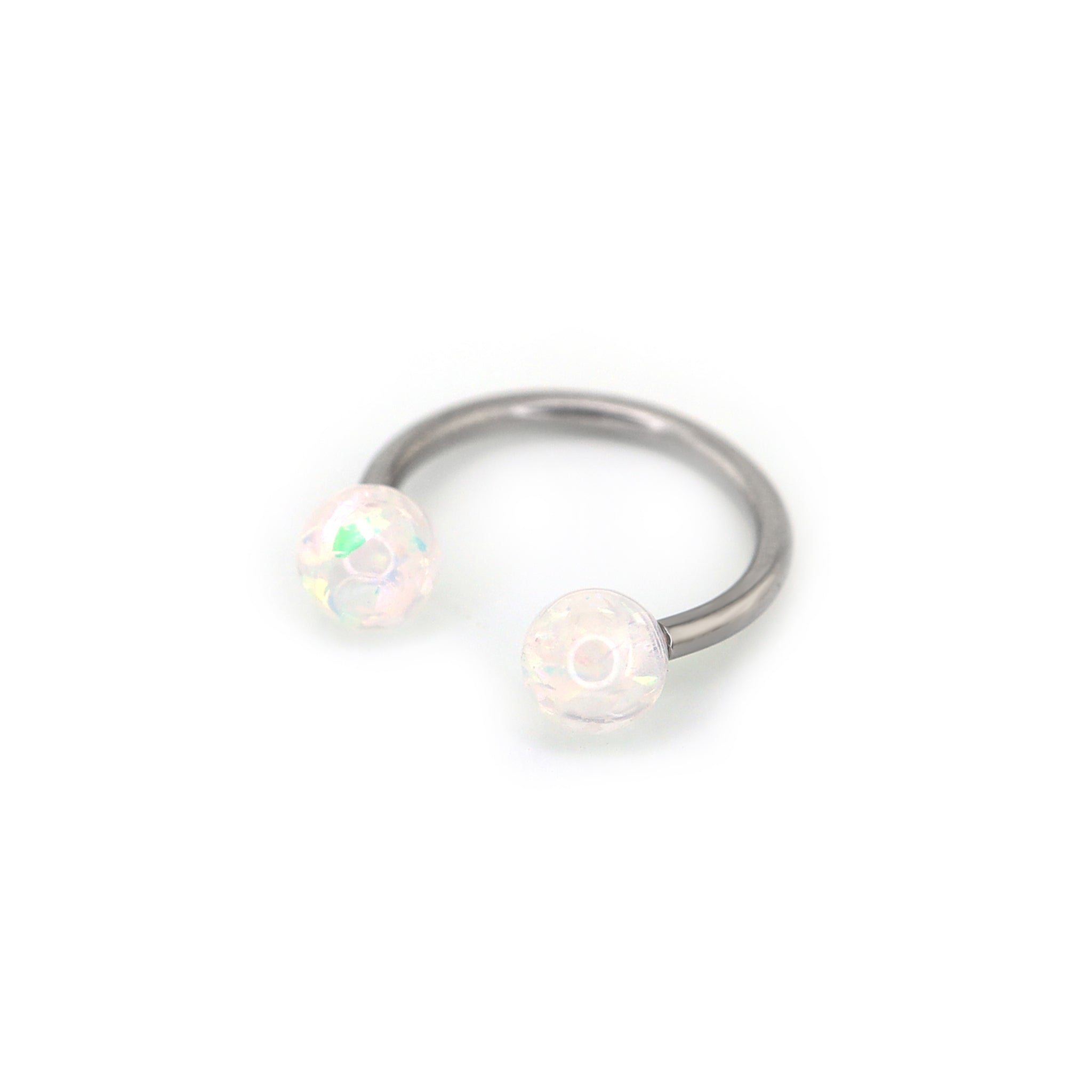 Acrylic Opal Stainless Steel Horseshoe Ring - Acrylic Opal Stainless Steel Horseshoe Ring - White / 8mm by CRUXJEWELRY