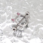 Pink CZ Cat Head stainless steel Nipple Rings - Pink CZ Cat Head stainless steel Nipple Rings - Single by CRUXJEWELRY