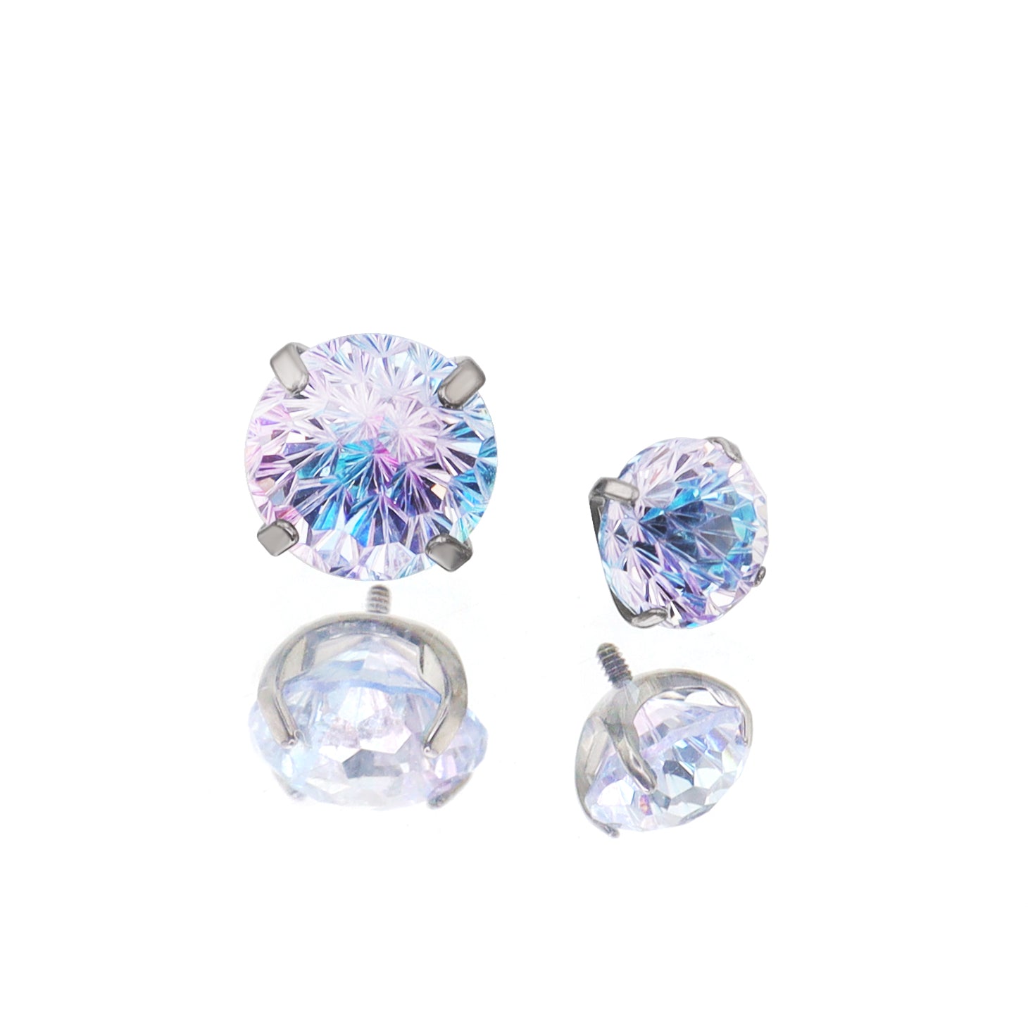 High Shine Gradient Firework-Cut CZ Titanium Studs - High Shine Gradient Firework-Cut CZ Titanium Studs - Blue / 6mm by CRUXJEWELRY