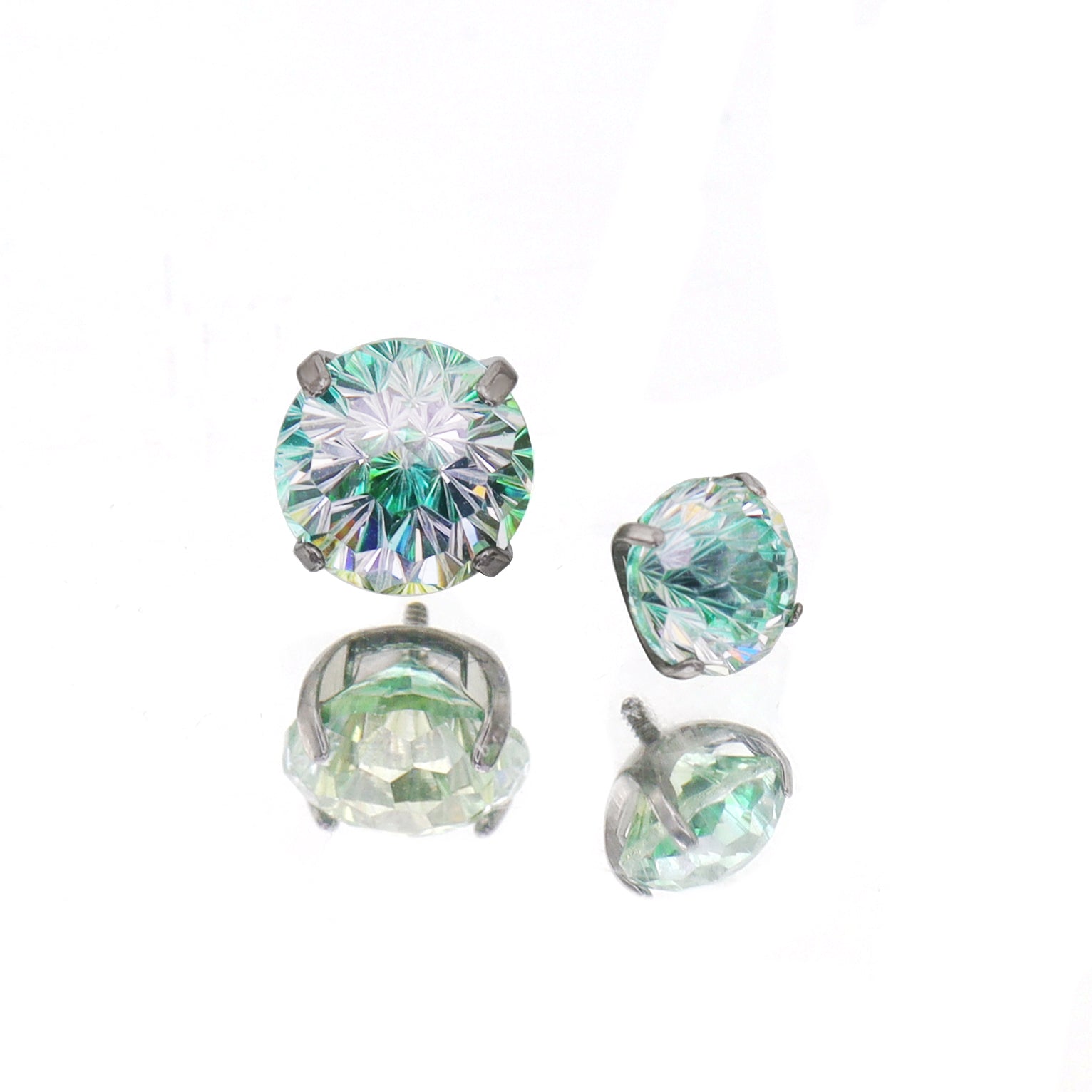 High Shine Gradient Firework-Cut CZ Titanium Studs - High Shine Gradient Firework-Cut CZ Titanium Studs - Blue / 6mm by CRUXJEWELRY