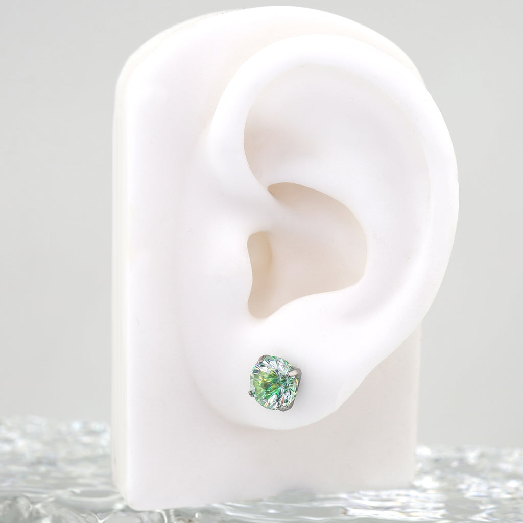 High Shine Gradient Firework-Cut CZ Titanium Studs - High Shine Gradient Firework-Cut CZ Titanium Studs - Green / 6mm by CRUXJEWELRY