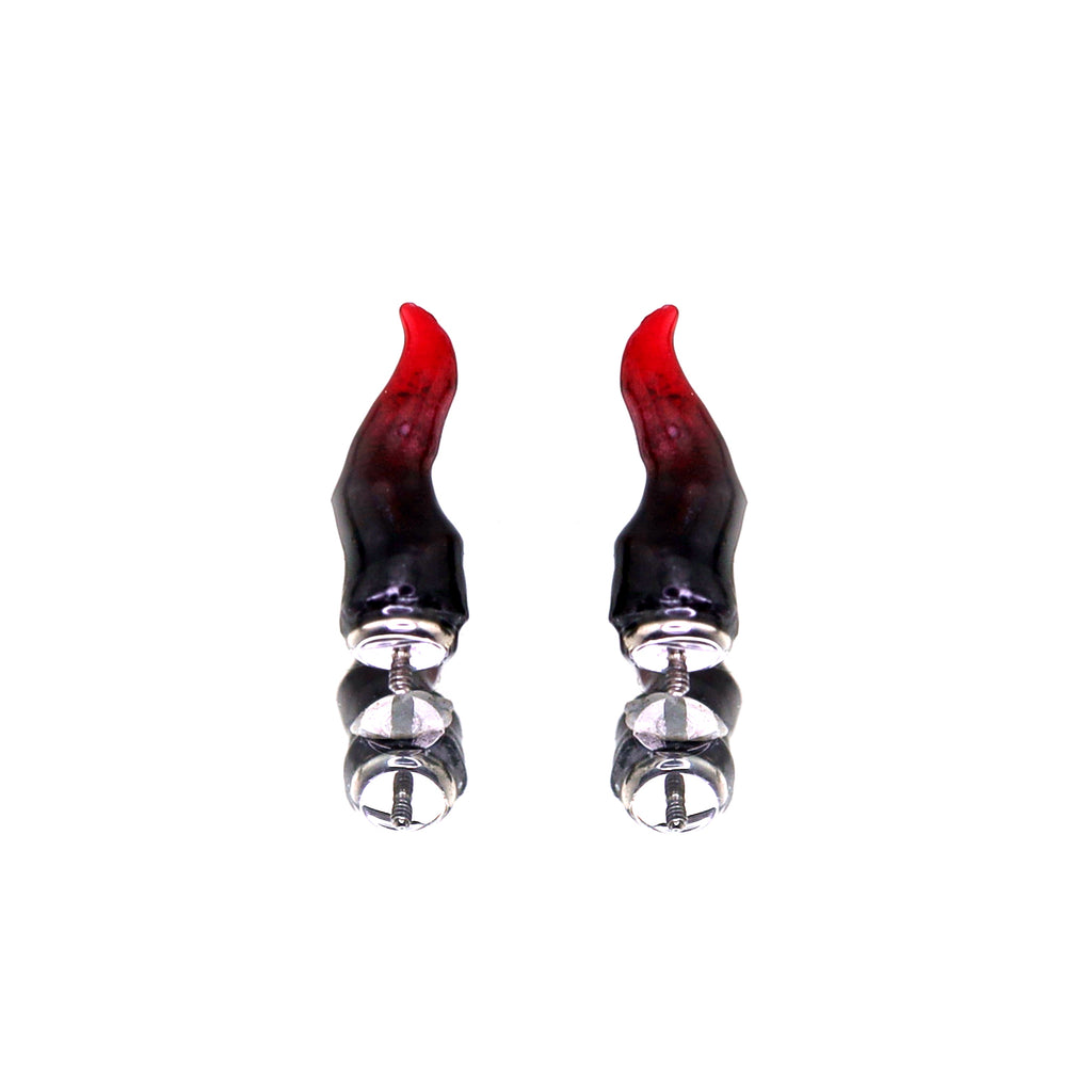 CRUX - Black & Red Satan Demon Titanium Helix Studs - CRUX - Black & Red Satan Demon Titanium Helix Studs - Single / 6mm by CRUXJEWELRY