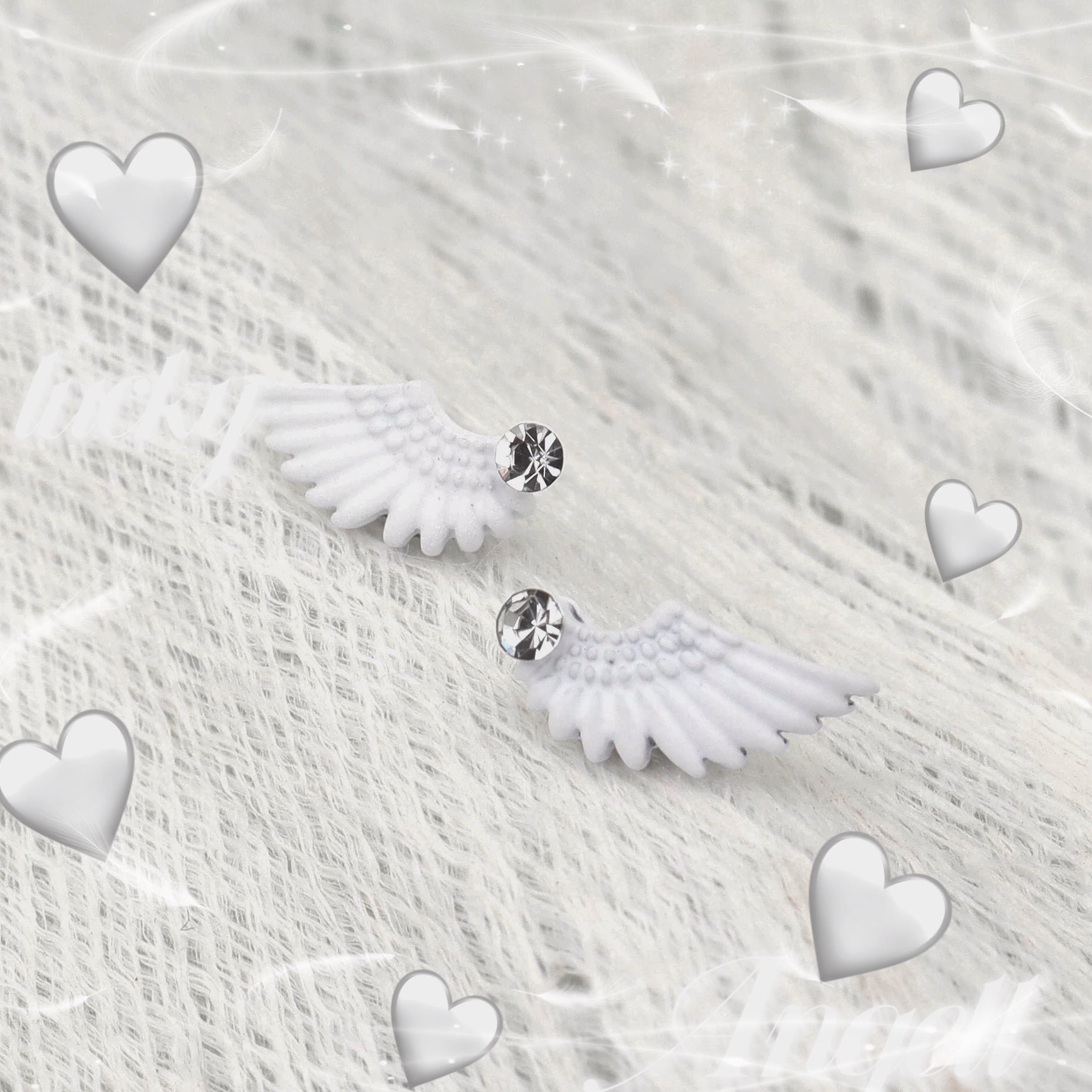 PAIR OF White Wing CZ Internally Threaded stainless steel Studs - PAIR OF White Wing CZ Internally Threaded stainless steel Studs - White / 6mm by CRUXJEWELRY