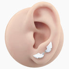 PAIR OF White Wing CZ Internally Threaded stainless steel Studs - PAIR OF White Wing CZ Internally Threaded stainless steel Studs - White / 6mm by CRUXJEWELRY