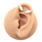 PAIR OF White Wing CZ Internally Threaded stainless steel Studs - PAIR OF White Wing CZ Internally Threaded stainless steel Studs - White / 6mm by CRUXJEWELRY