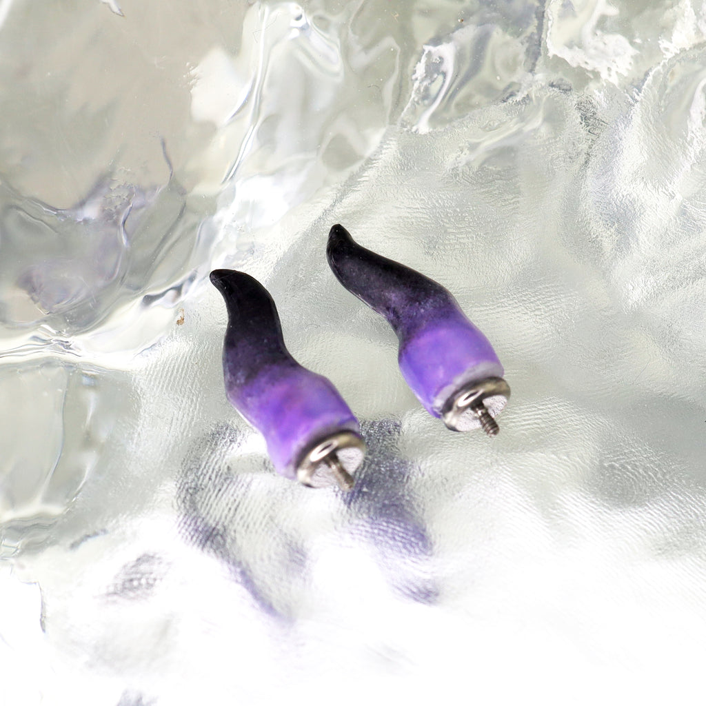CRUX - Purple Satan Demon Titanium Helix Studs - CRUX - Purple Satan Demon Titanium Helix Studs - Single / 6mm by CRUXJEWELRY