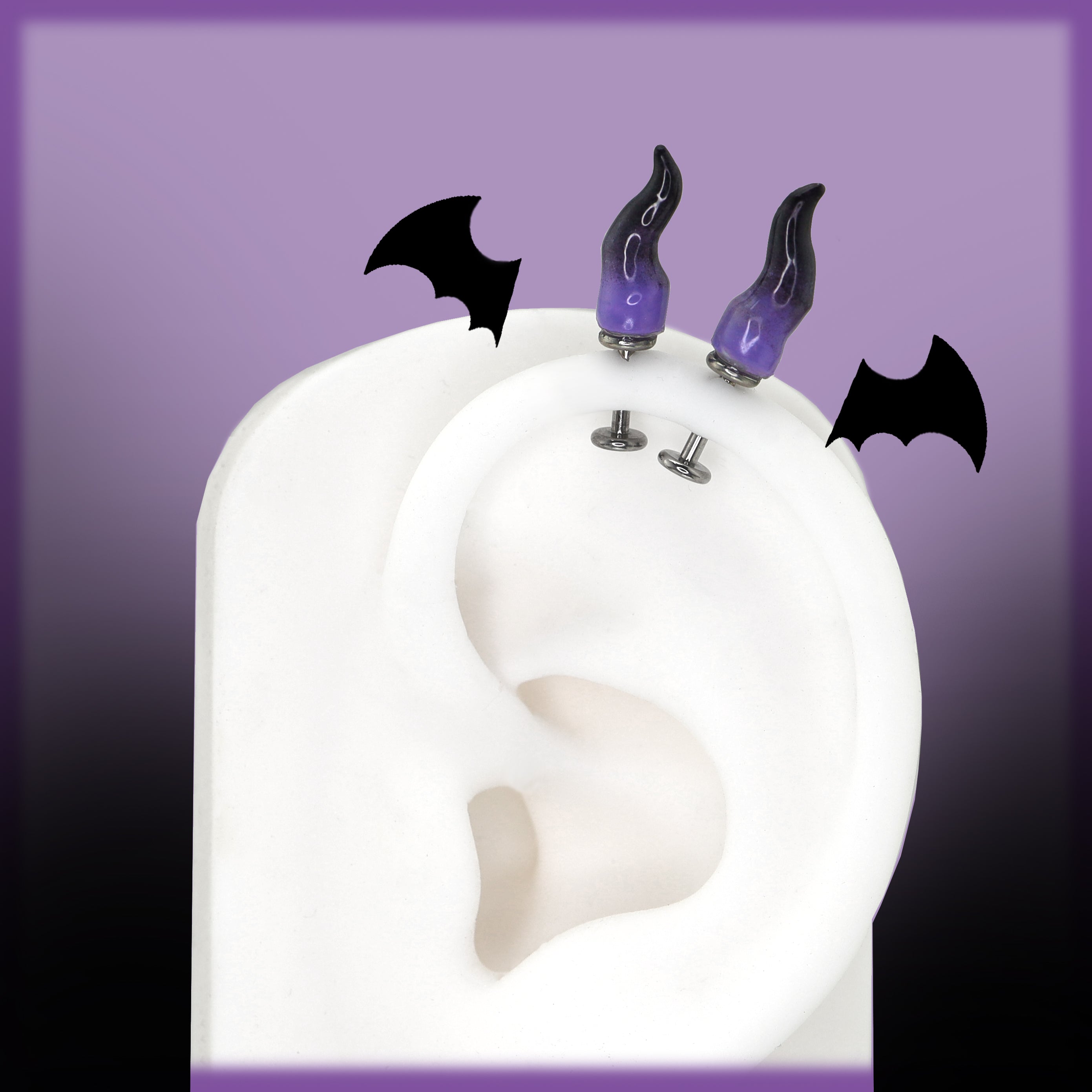 CRUX - Purple Satan Demon Titanium Helix Studs - CRUX - Purple Satan Demon Titanium Helix Studs - Single / 6mm by CRUXJEWELRY