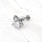 Bow CZ Stainless Steel Studs - Bow CZ Stainless Steel Studs - White / 6mm by CRUXJEWELRY
