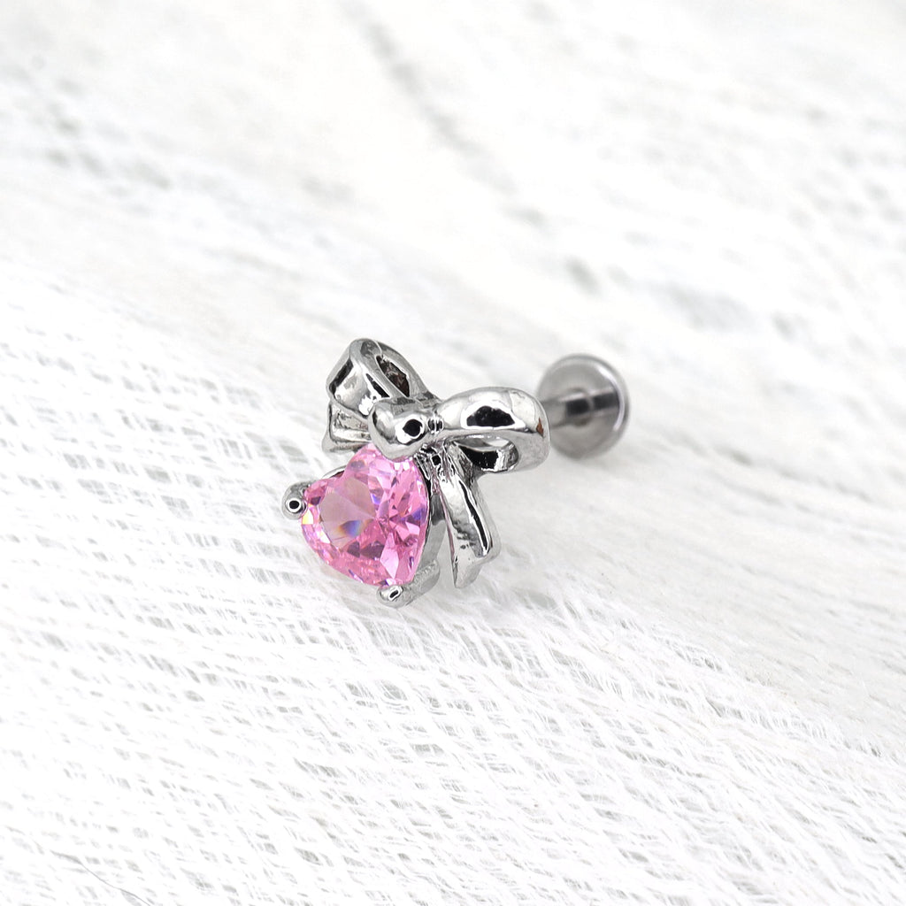 Bow CZ Stainless Steel Studs - Bow CZ Stainless Steel Studs - White / 6mm by CRUXJEWELRY