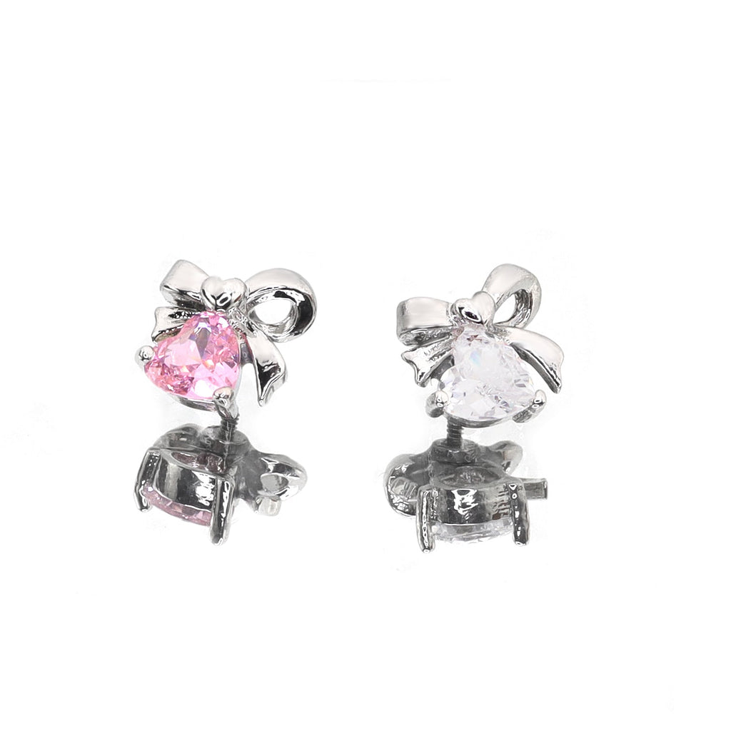Bow CZ Stainless Steel Studs - Bow CZ Stainless Steel Studs - White / 6mm by CRUXJEWELRY