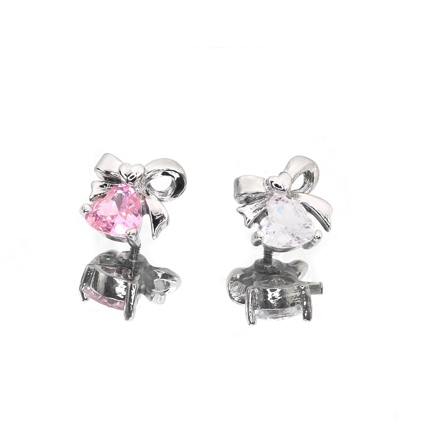 Bow CZ Stainless Steel Studs - Bow CZ Stainless Steel Studs - White / 6mm by CRUXJEWELRY
