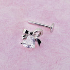 Bow CZ Stainless Steel Studs - Bow CZ Stainless Steel Studs - White / 6mm by CRUXJEWELRY