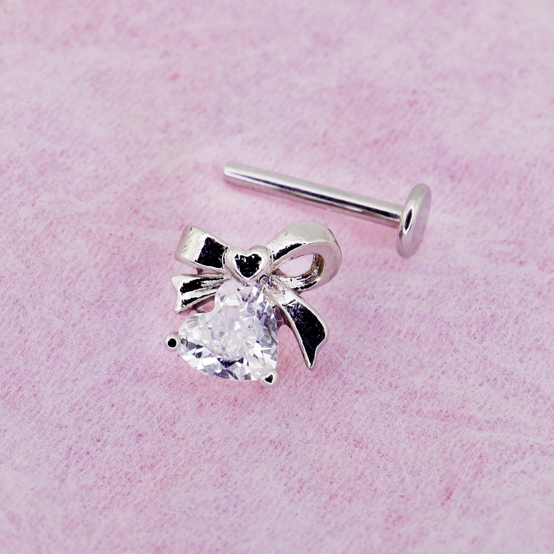 Bow CZ Stainless Steel Studs - Bow CZ Stainless Steel Studs - White / 6mm by CRUXJEWELRY