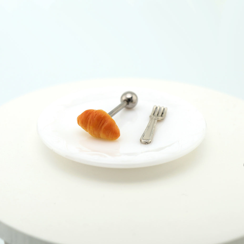 Star Baker - Cute Croissant Stainless Steel Ear Studs - Star Baker - Cute Croissant Stainless Steel Ear Studs - Single / 0.8mm/20G by CRUXJEWELRY