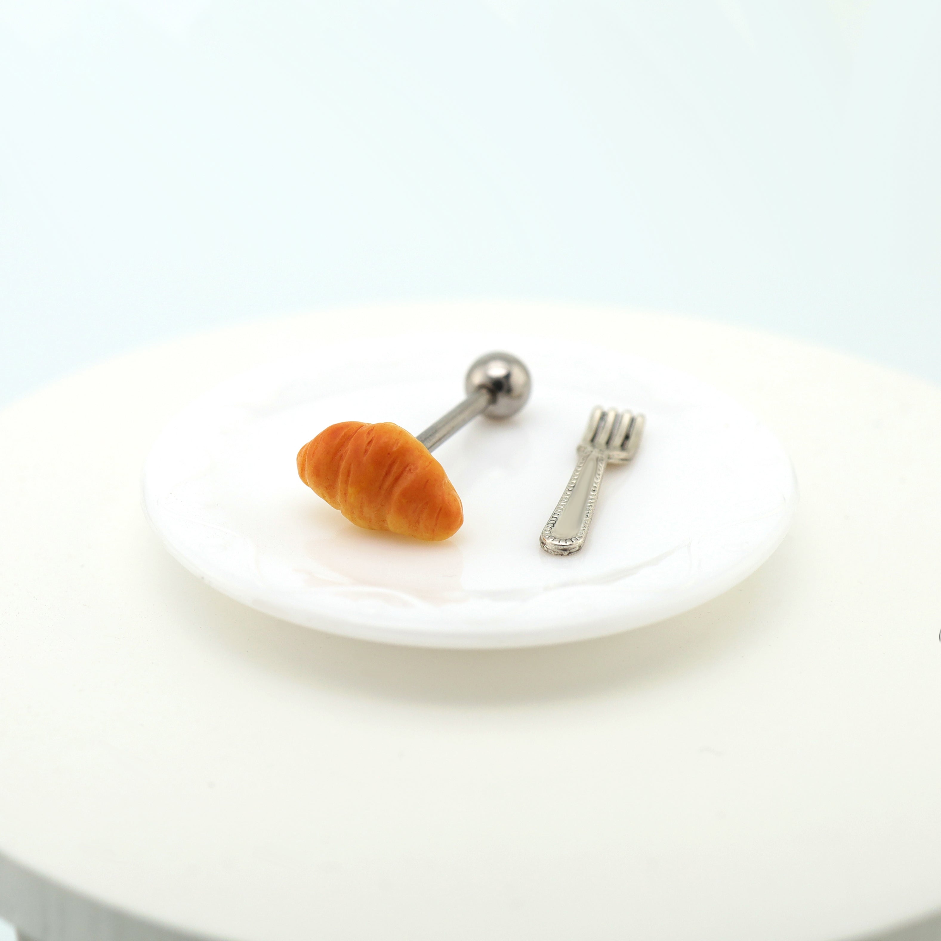 Star Baker - Cute Croissant Stainless Steel Ear Studs - Star Baker - Cute Croissant Stainless Steel Ear Studs - Single / 0.8mm/20G by CRUXJEWELRY