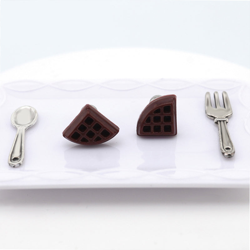 Star Baker Earring Collection - Star Baker Earring Collection - Pair of Chocolate Waffle by CRUXJEWELRY