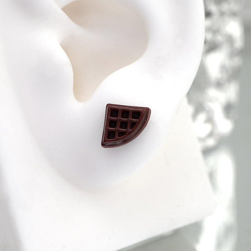 Star Baker - Chocolate Waffle stainless steel Ear Studs - Star Baker - Chocolate Waffle stainless steel Ear Studs - Single / 0.8mm/20G by CRUXJEWELRY