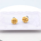 Star Baker - Cute Waffle Stainless Steel Ear Studs - Star Baker - Cute Waffle Stainless Steel Ear Studs - Single / 0.8mm/20G by CRUXJEWELRY