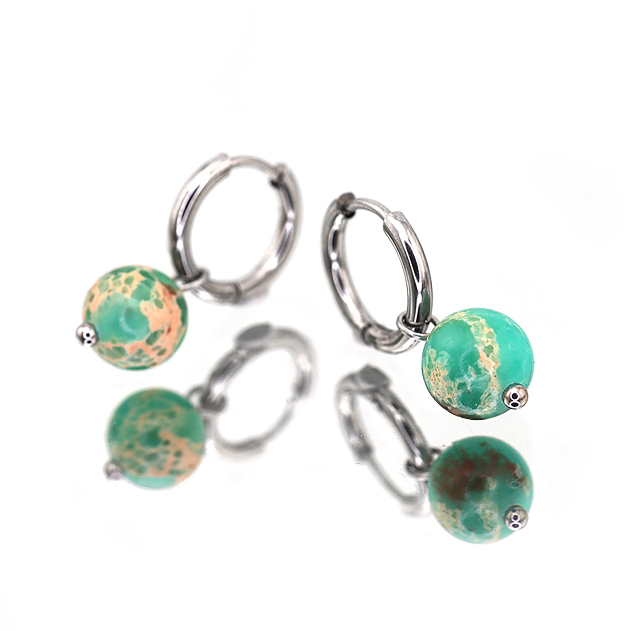 Eastern Aesthetics - PAIR OF Pendant Jade Stainless Steel Earrings - Eastern Aesthetics - PAIR OF Pendant Jade Stainless Steel Earrings - Pink by CRUXJEWELRY