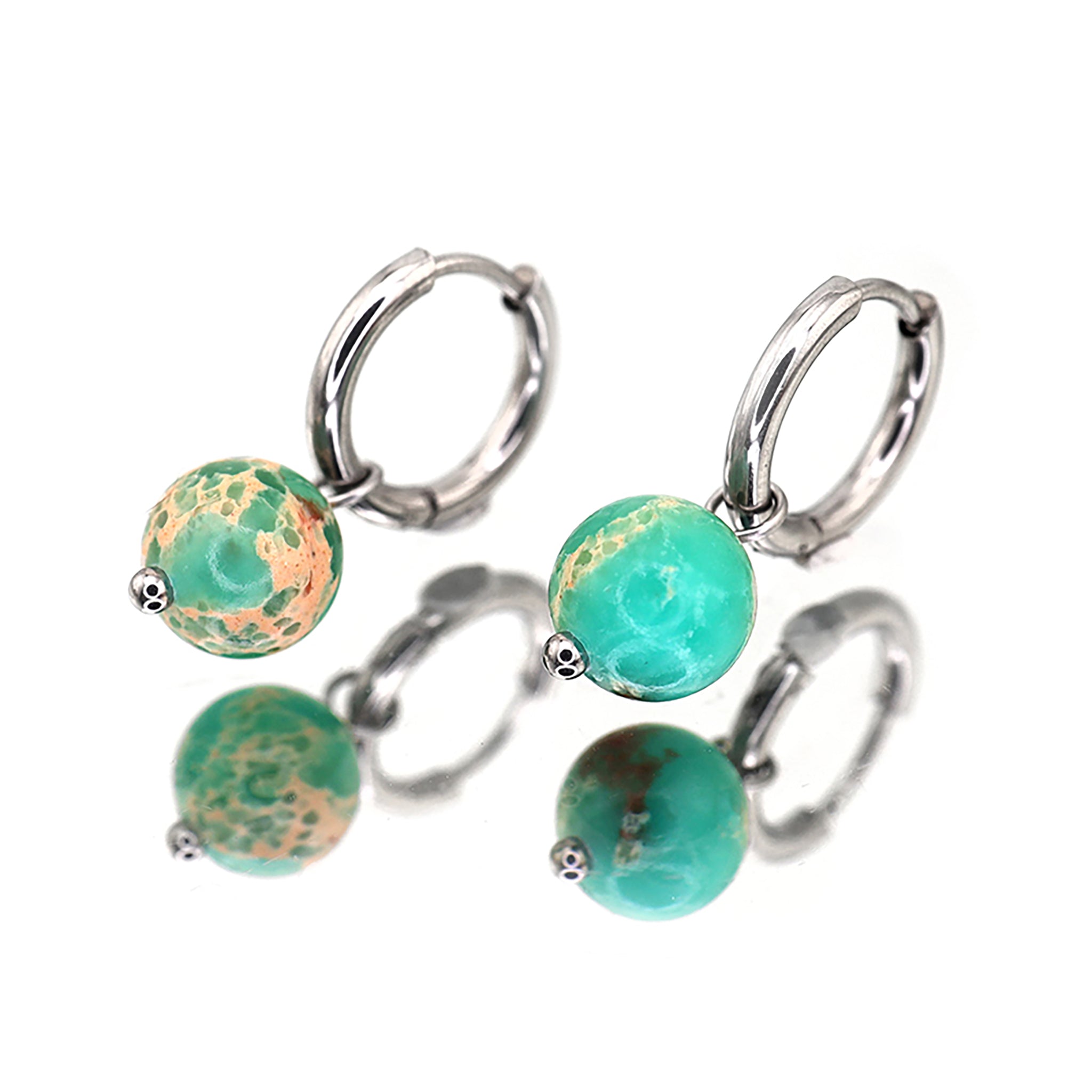 Eastern Aesthetics - PAIR OF Pendant Jade Stainless Steel Earrings - Eastern Aesthetics - PAIR OF Pendant Jade Stainless Steel Earrings - Green by CRUXJEWELRY