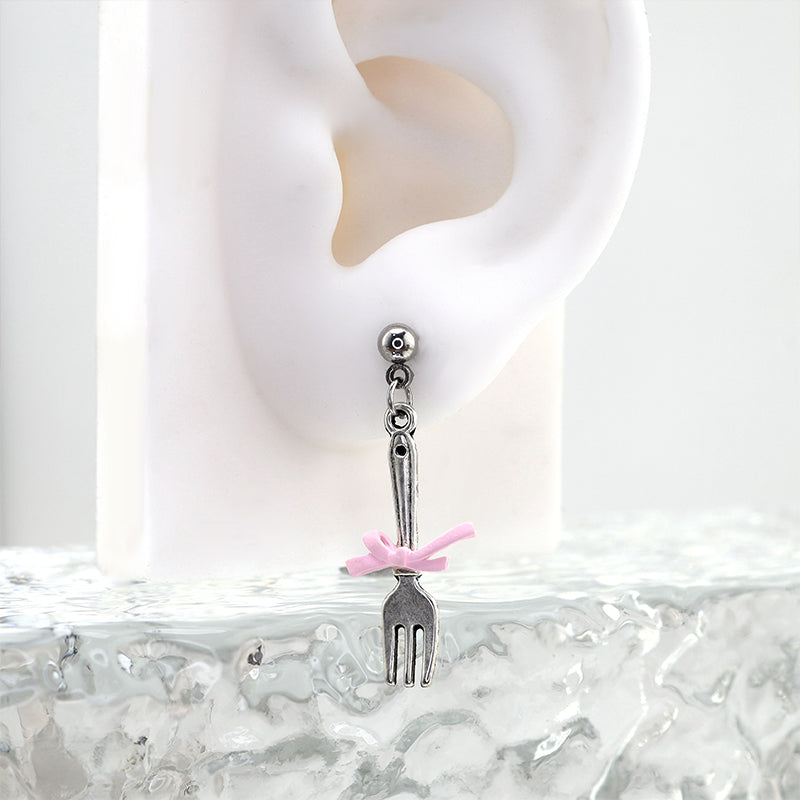 Star Baker- Cute Spoon & Fork stainless steel Earring - Star Baker- Cute Spoon & Fork stainless steel Earring - Fork / 0.8mm-20G by CRUXJEWELRY