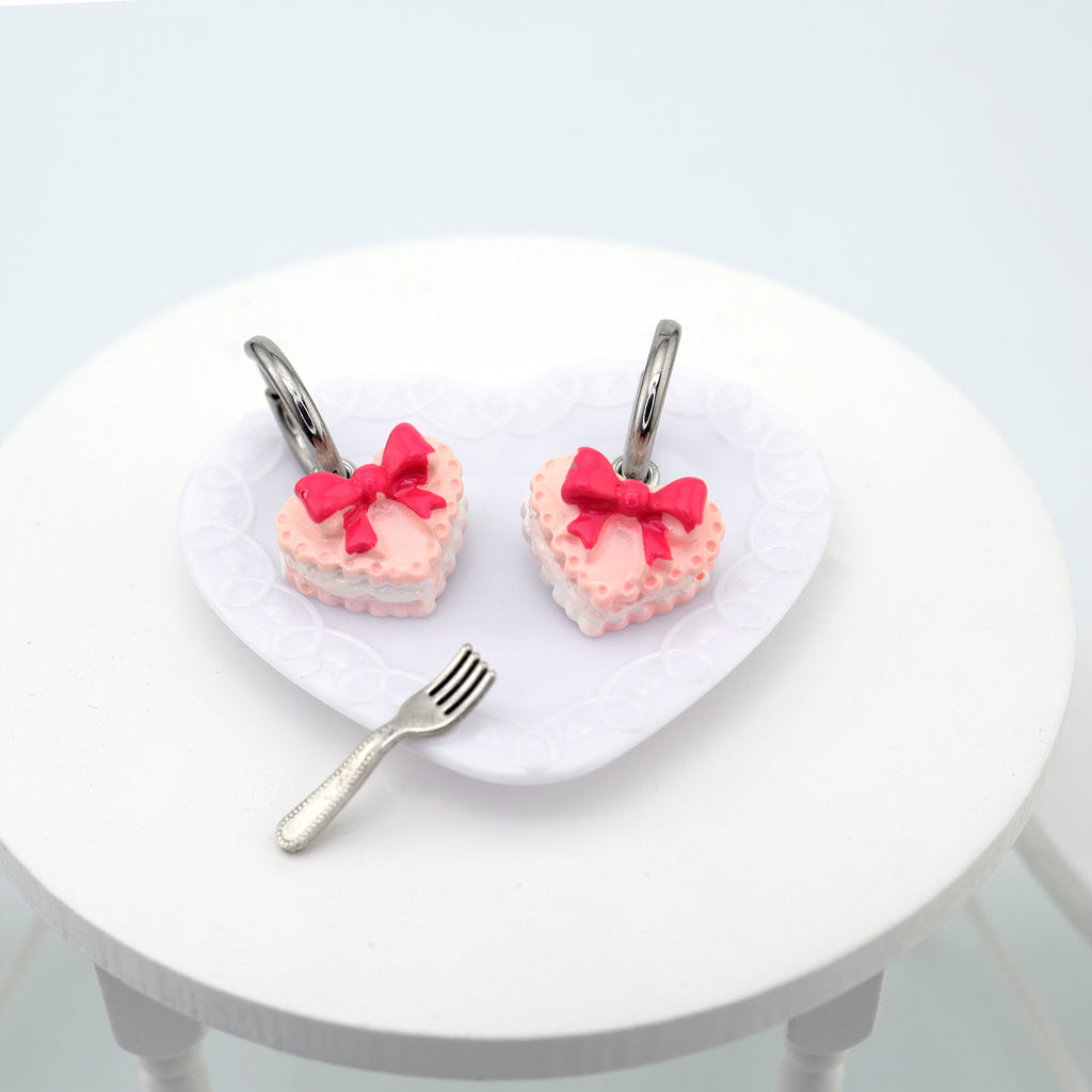 Star Baker- Cute Heart Cake Stainless Steel Earrings - Star Baker- Cute Heart Cake Stainless Steel Earrings - Set by CRUXJEWELRY