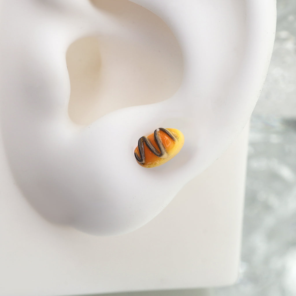 Star Baker - Chocolate Croissant Stainless Steel Ear Studs - Star Baker - Chocolate Croissant Stainless Steel Ear Studs - Single / 0.8mm/20G by CRUXJEWELRY