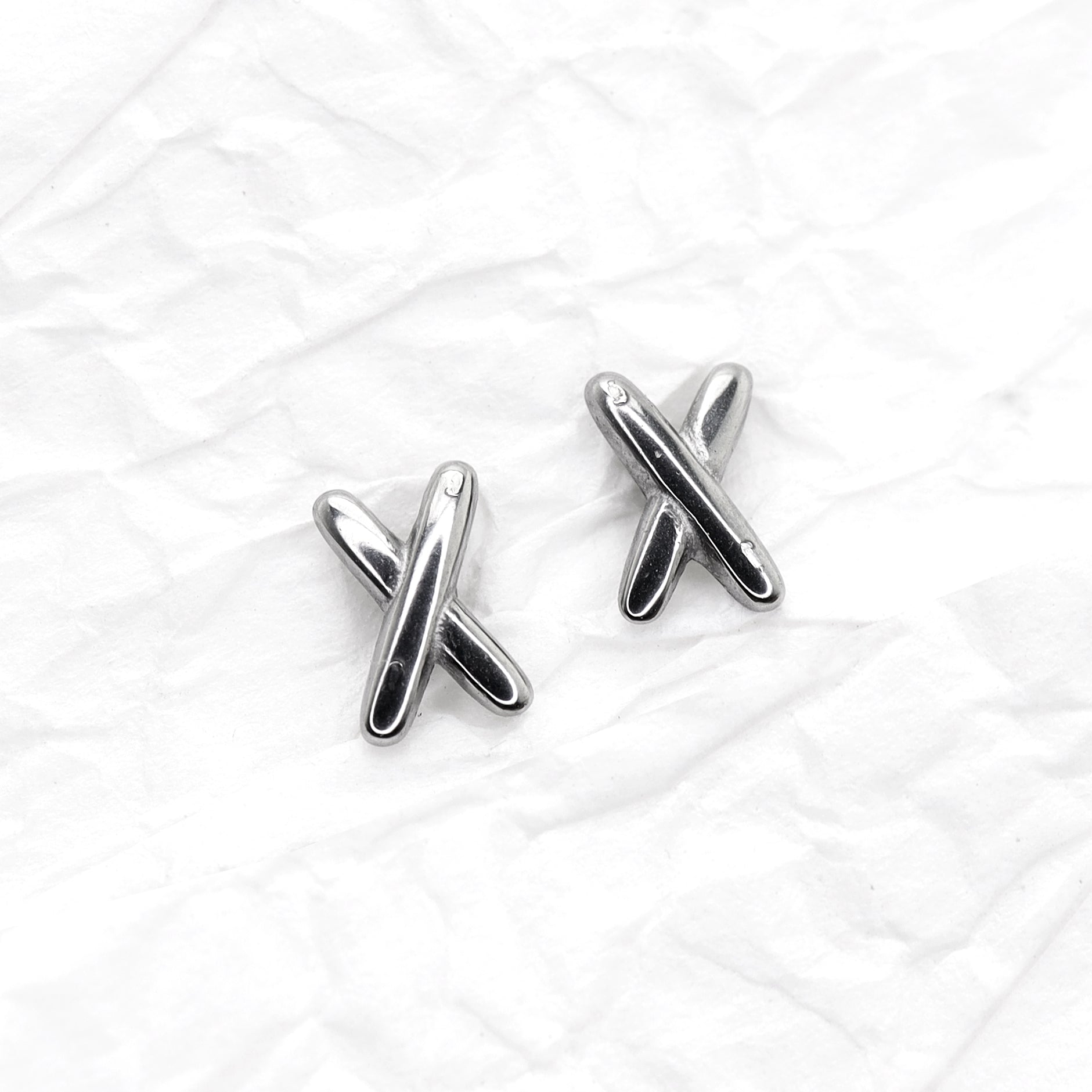 "X" Design Stainless Steel Ear Studs - "X" Design Stainless Steel Ear Studs - Single by CRUXJEWELRY