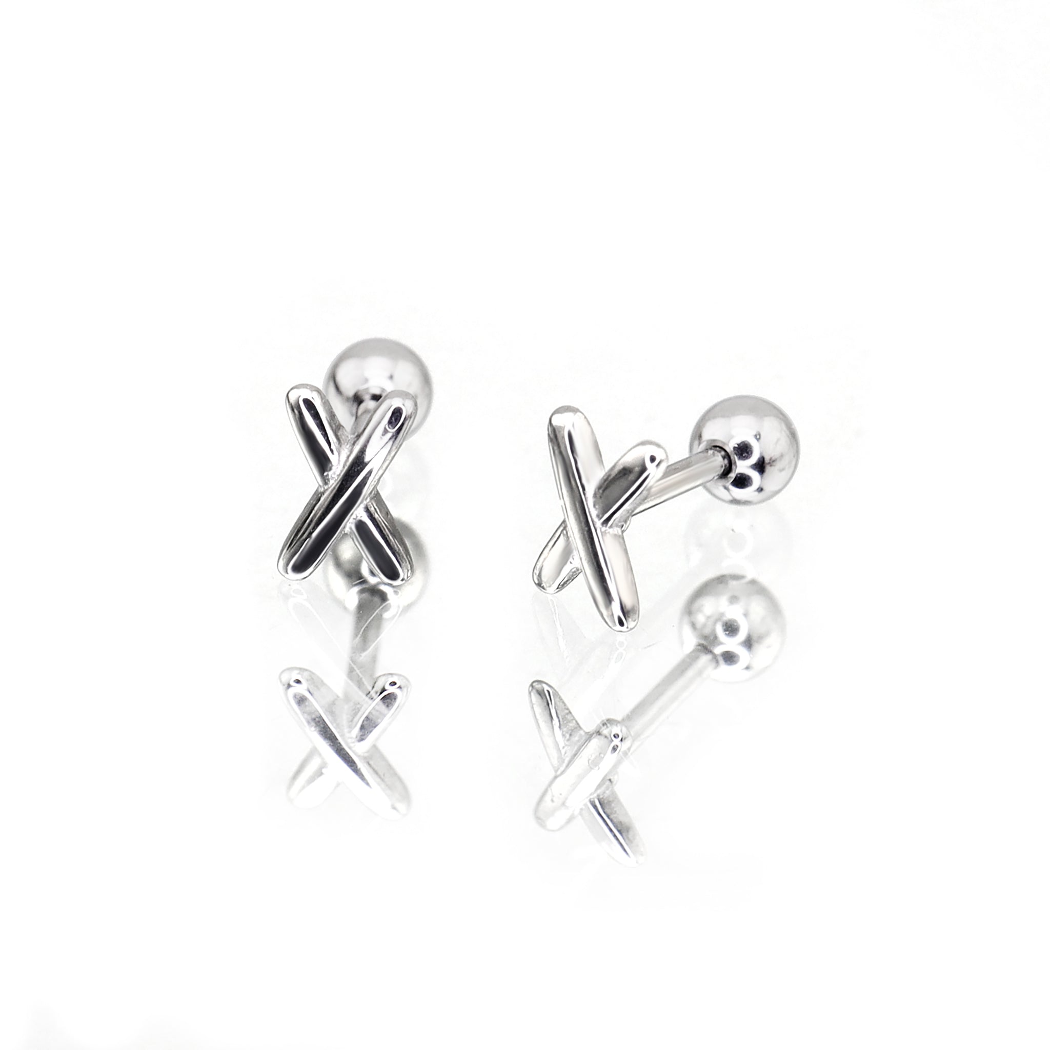 "X" Design Stainless Steel Ear Studs - "X" Design Stainless Steel Ear Studs - Set by CRUXJEWELRY