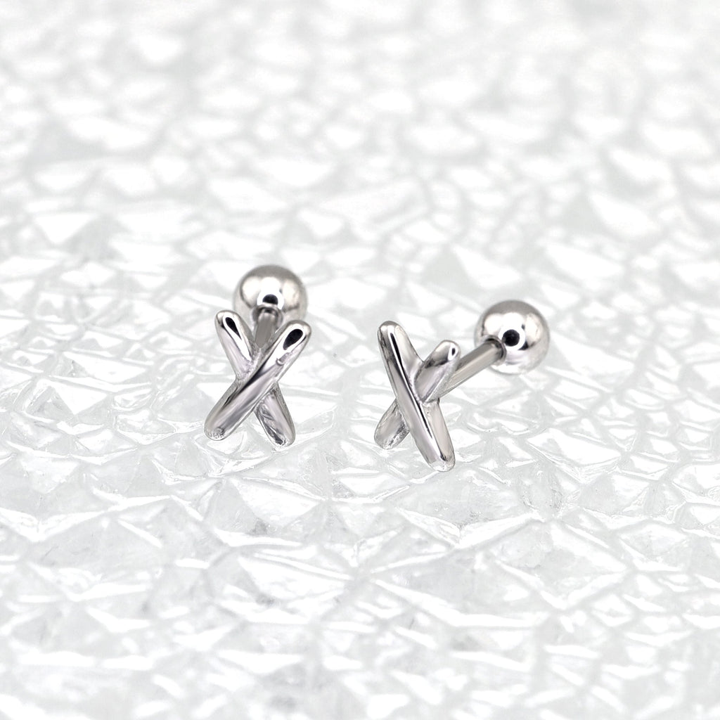"X" Design Stainless Steel Ear Studs - "X" Design Stainless Steel Ear Studs - Single by CRUXJEWELRY