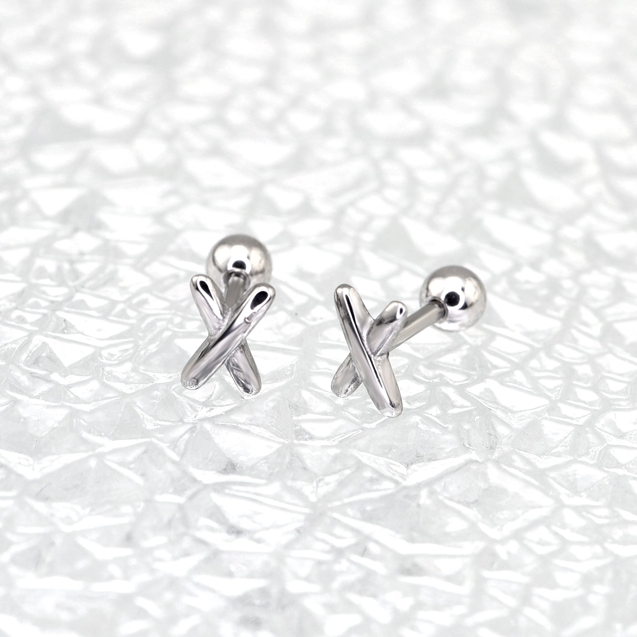 "X" Design Stainless Steel Ear Studs - "X" Design Stainless Steel Ear Studs - Single by CRUXJEWELRY