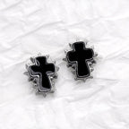 Spiked Oil Slick Cross stainless steel Ear Studs - Spiked Oil Slick Cross stainless steel Ear Studs - Single by CRUXJEWELRY