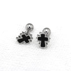 Spiked Oil Slick Cross stainless steel Ear Studs - Spiked Oil Slick Cross stainless steel Ear Studs - Set by CRUXJEWELRY