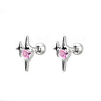 Pink CZ Double Star Thin Gauge 316 stainless steel Ear Studs - Pink CZ Double Star Thin Gauge 316 stainless steel Ear Studs - Set by CRUXJEWELRY