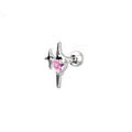 Pink CZ Double Star Thin Gauge 316 stainless steel Ear Studs - Pink CZ Double Star Thin Gauge 316 stainless steel Ear Studs - Single by CRUXJEWELRY