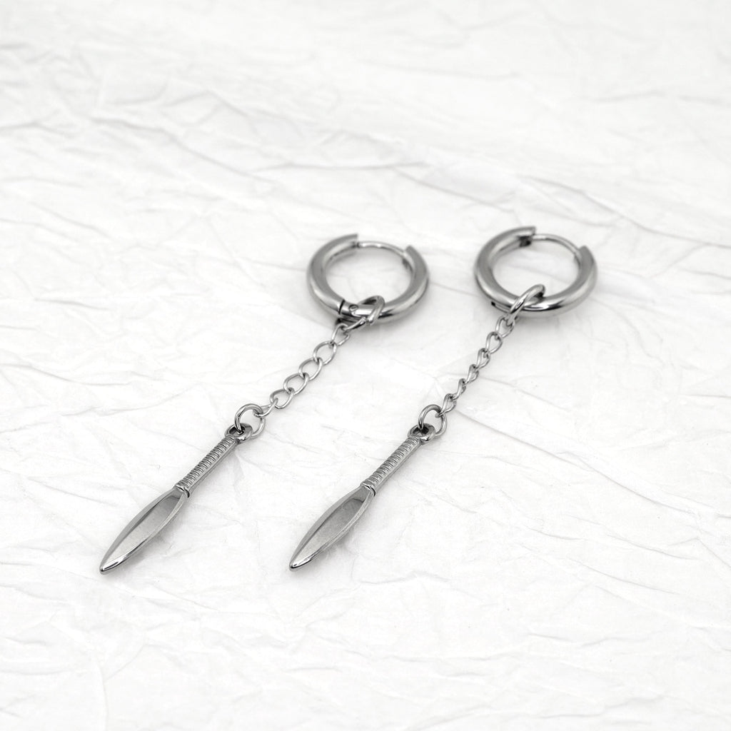 Dagger Drop Chain Stainless Steel Drop Earrings - Dagger Drop Chain Stainless Steel Drop Earrings - Single by CRUXJEWELRY