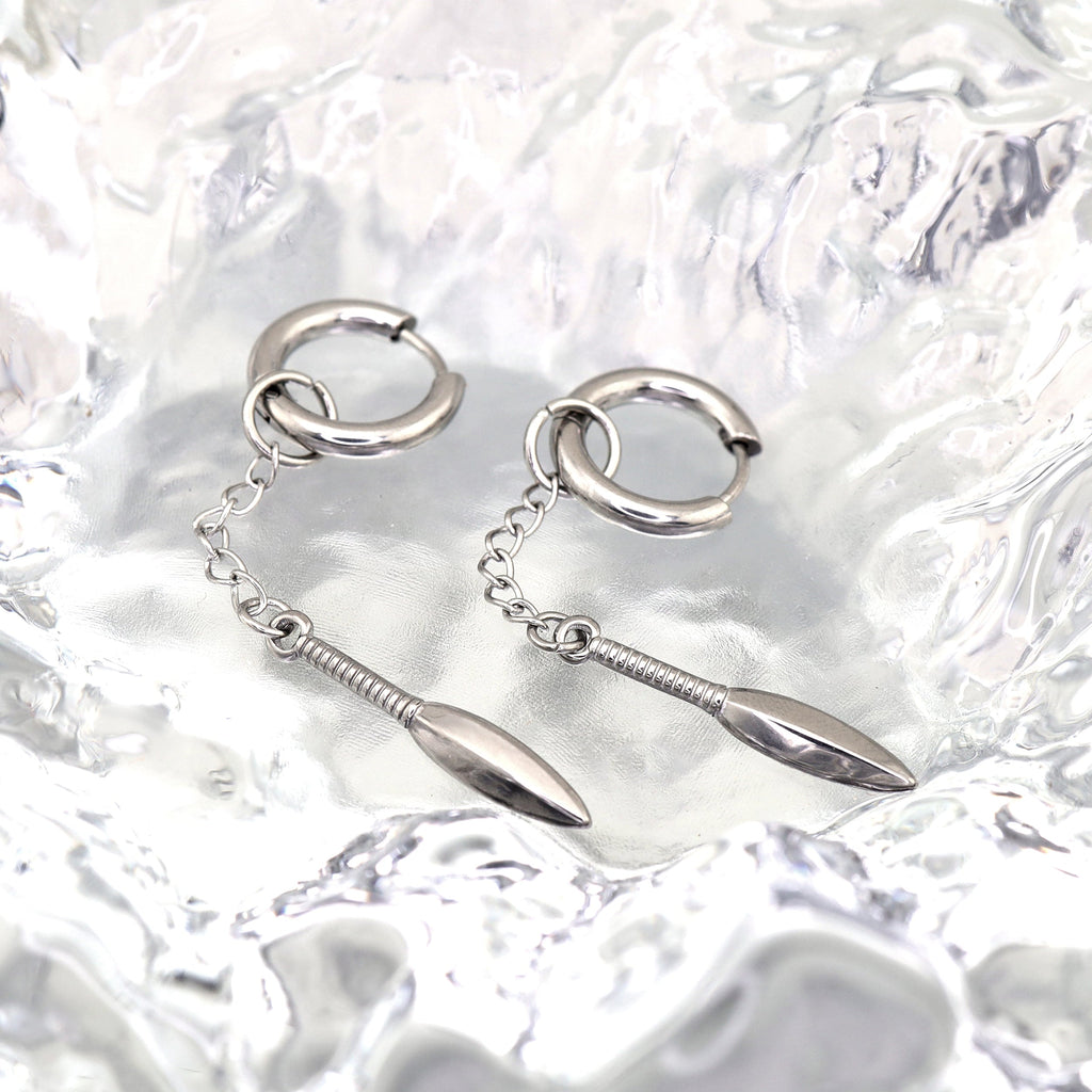 Dagger Drop Chain Stainless Steel Drop Earrings - Dagger Drop Chain Stainless Steel Drop Earrings - Single by CRUXJEWELRY