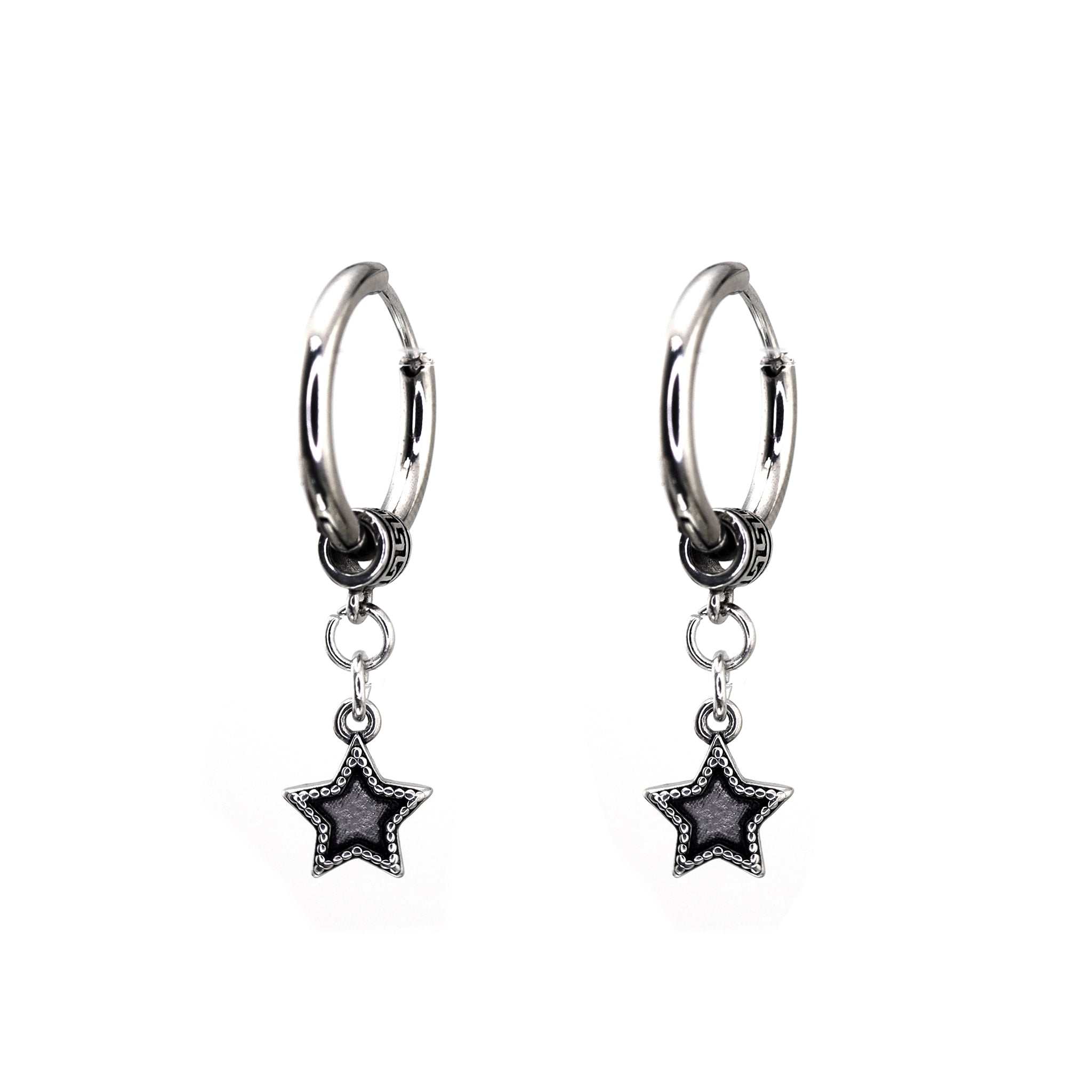 Black Star Dangle Stainless Steel Earrings - Black Star Dangle Stainless Steel Earrings - Set by CRUXJEWELRY