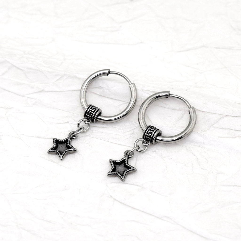 Black Star Dangle Stainless Steel Earrings - Black Star Dangle Stainless Steel Earrings - Single by CRUXJEWELRY