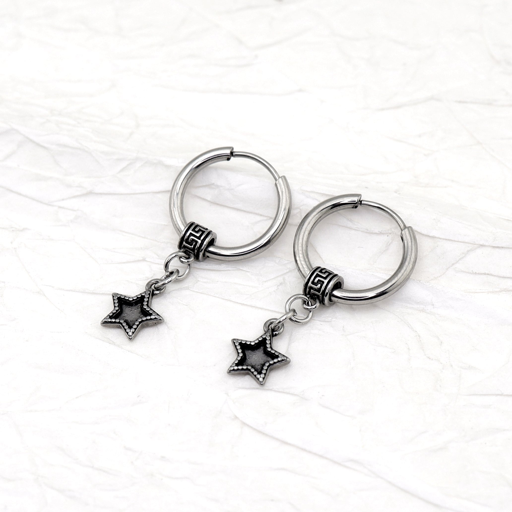 Black Star Dangle Stainless Steel Earrings - Black Star Dangle Stainless Steel Earrings - Single by CRUXJEWELRY