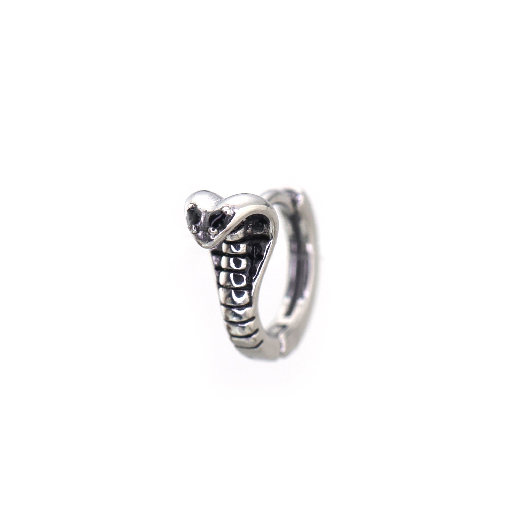 Black CZ Cobra Stainless Steel Earrings - Black CZ Cobra Stainless Steel Earrings - Single by CRUXJEWELRY