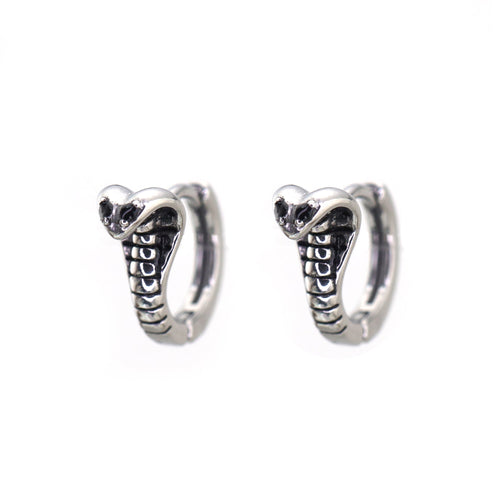 Black CZ Cobra Stainless Steel Earrings - product image 2