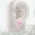 Paws & Purrs - Pastel Dream: Lazy Blue & Pink Cat Flat Back Earrings - Paws & Purrs - Pastel Dream: Lazy Blue & Pink Cat Flat Back Earrings - Blue / 6mm by CRUXJEWELRY