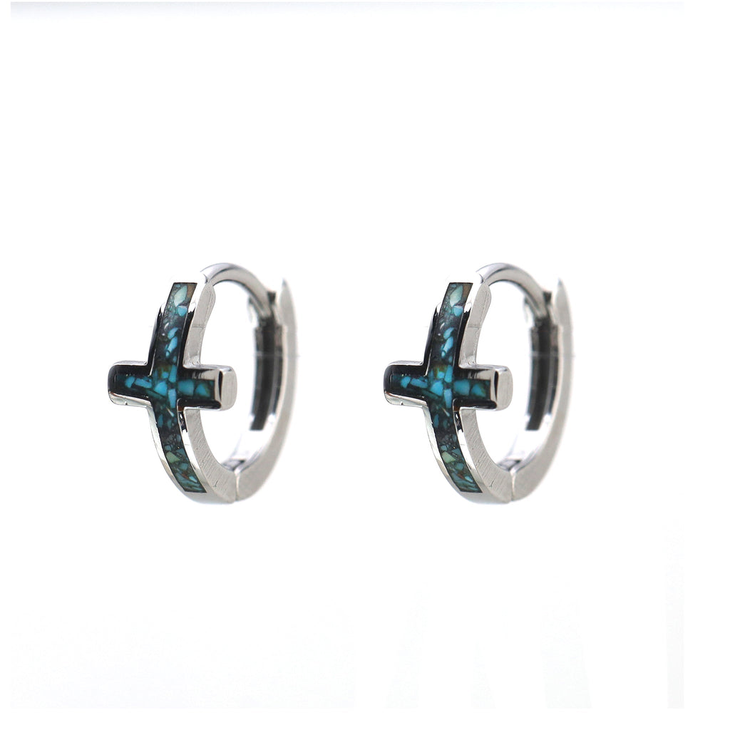 Turquoise Cross stainless steel Earrings - Turquoise Cross stainless steel Earrings - Set by CRUXJEWELRY