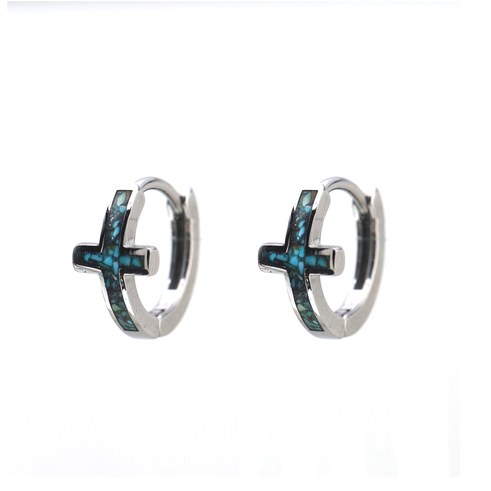 Turquoise Cross stainless steel Earrings - Turquoise Cross stainless steel Earrings - Set by CRUXJEWELRY